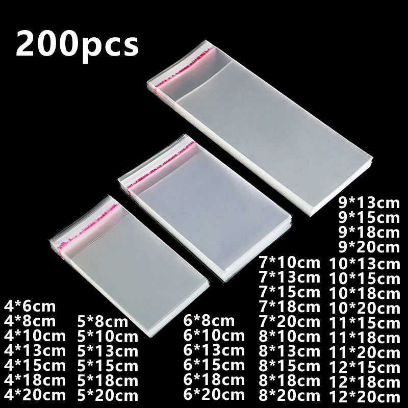 Wedding Card Box - 200pcs Transparent Cellophane Bags Cookie Candy