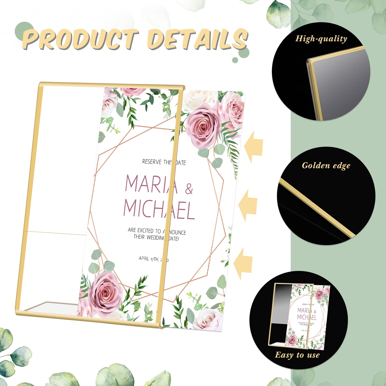 Gold Frame Acrylic Sign Holder - Table Number Gold ulasan dan harga