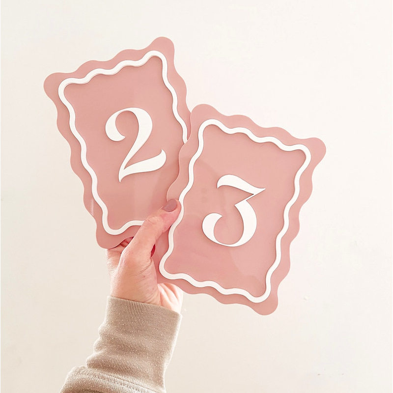 Wavy Wedding Table Numbers Cus - Table Number Gold ulasan dan harga