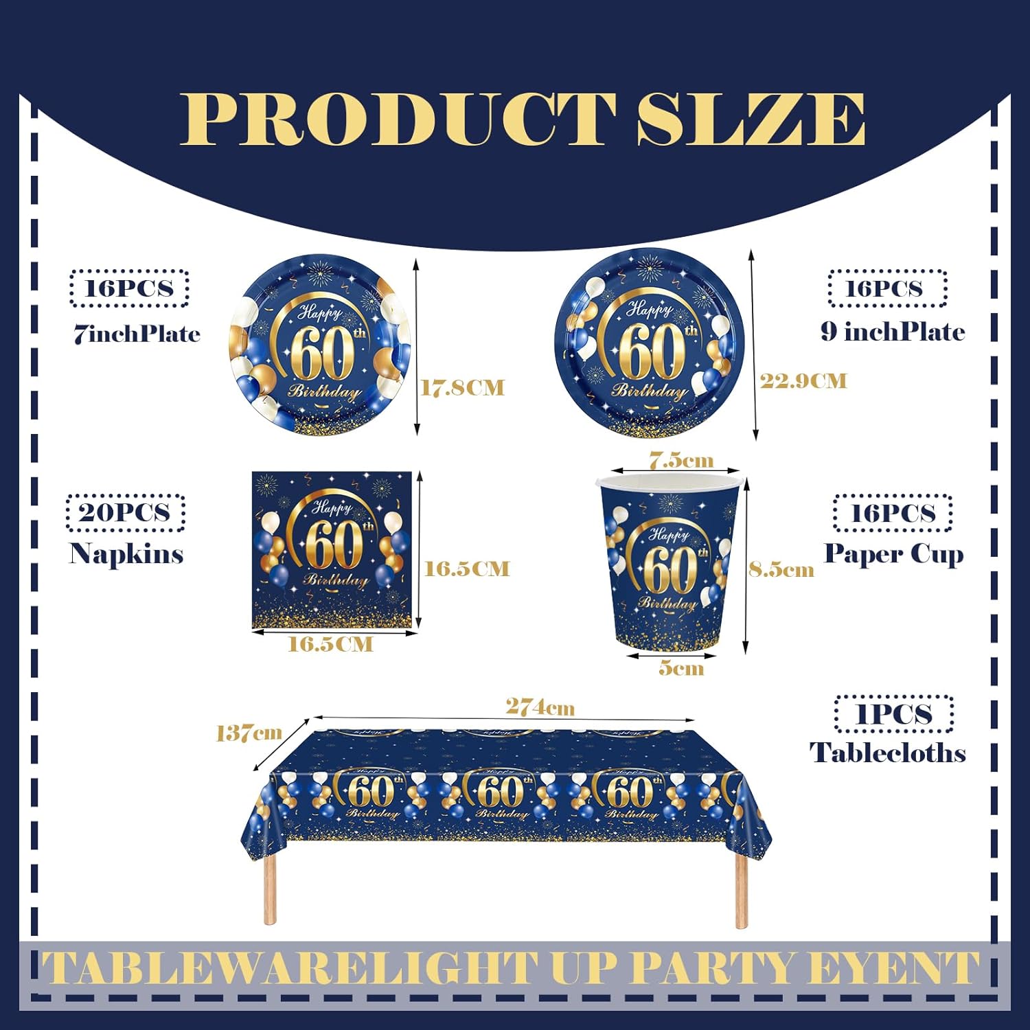 Navy Blue Gold 60th Birthday D - Table Number Gold ulasan dan harga